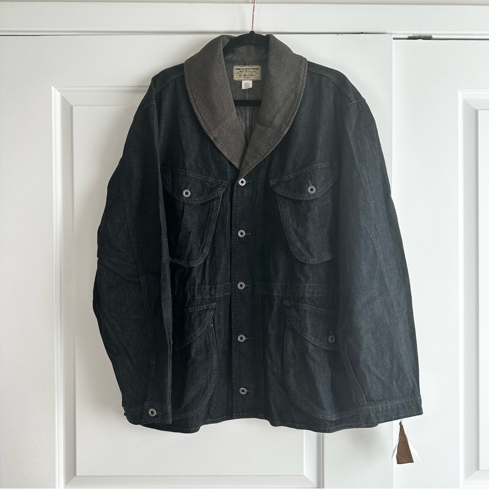 RRL Ralph Lauren Industrial Blue Indigo Cotton-Linen Denim Field Coat NWT - Picture 3 of 11